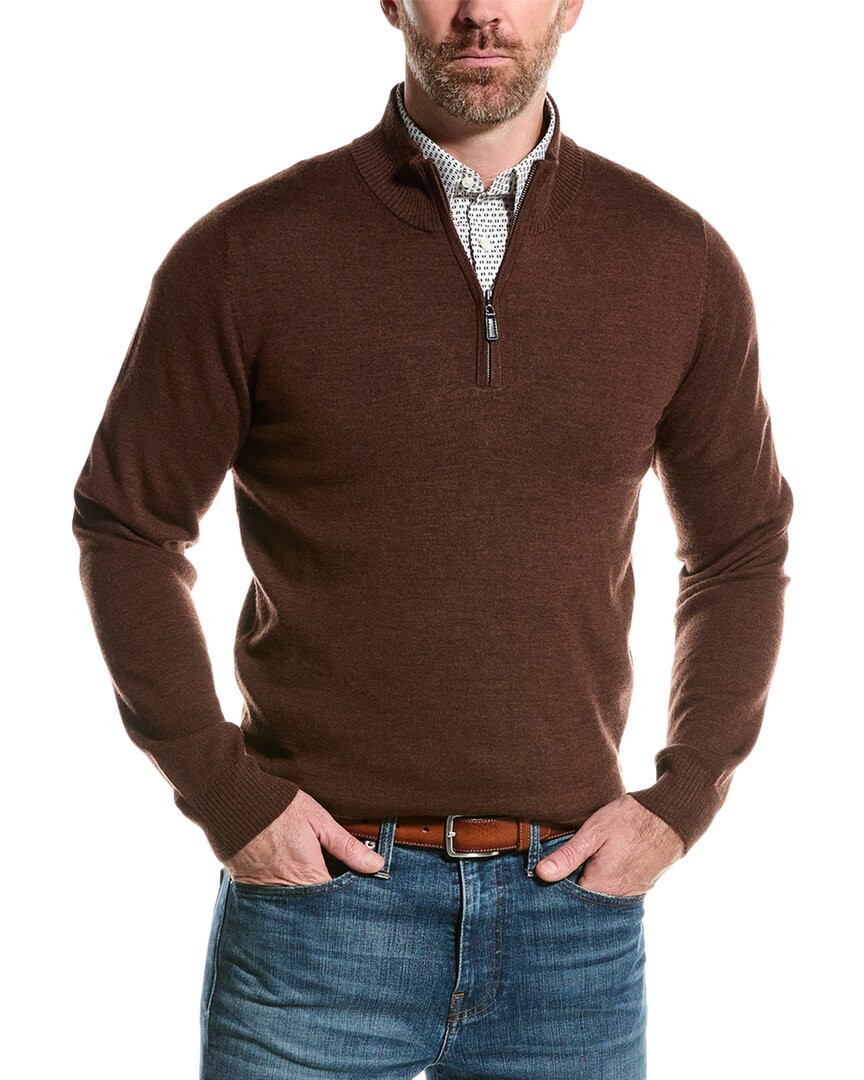 Мужской свитер с имитацией шерсти мериноса Mette на молнии 1/4 Коричневый L