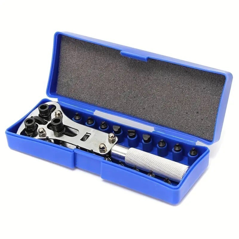 Watch Back Case Opener Battery Change Cover Remover Tool Screw Wrench Kit