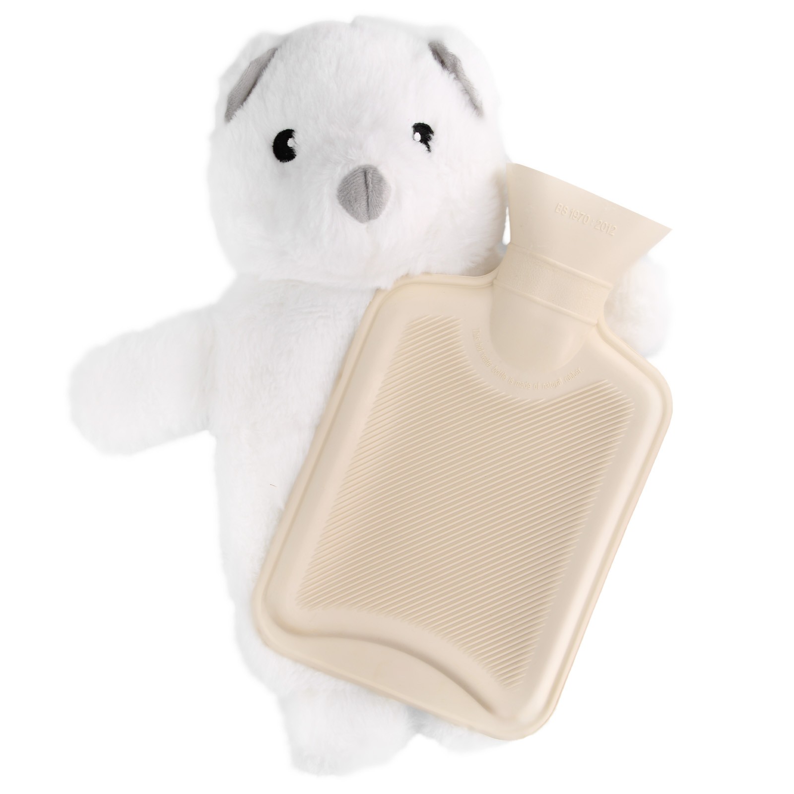 Bouillotte peluche ourson ZEN blanche 750ml pour réchauffer le lit