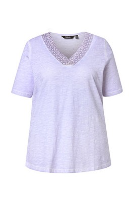 Ulla Popken Damen große Größen T Shirt Spitze Classic V Ausschnitt
