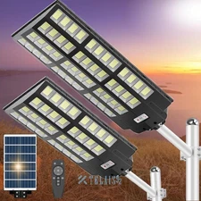 Commercial 12000000LM LED Outdoor Dusk to Dawn Solar Street Light Road Area Lamp