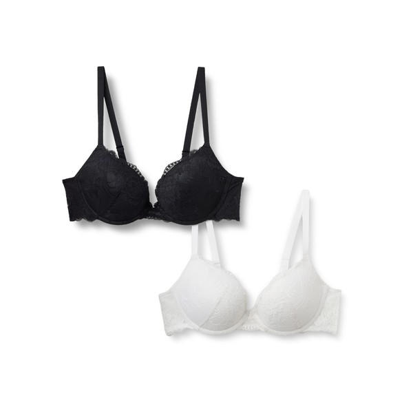 Amazon Essentials Damen Push-Up-Bh 2Er-Pack Schwarz/Weiß-image