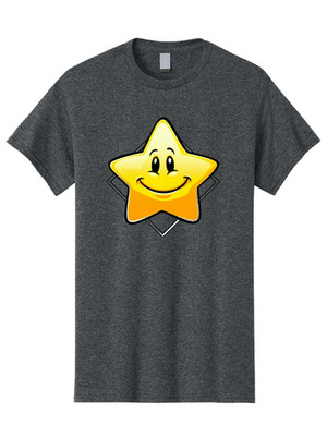 Smiling-Star Mens Graphic Tee, 100% Cotton, Casual Summer Wear