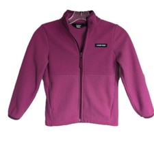 Lands End Full Zip Grid Size Sm 6-7 Girls pink Fleece Jacket 0400