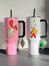 The Grinch Max and Cindy Christmas Stainless Steel Tumbler 40oz Ser Of 2 New