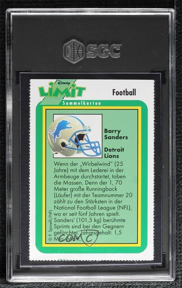 1994 Disney Limit Magazine Cards Barry Sanders SGC 7.5 HOF - Image 2 of 2