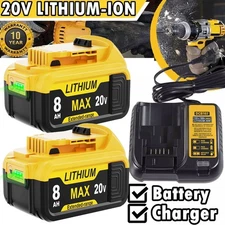 20 Volt Max 8.0AH Lithium Battery/Charger DCB206 DCB201 DCB200-2 For DeWalt 20V
