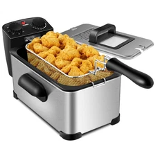 Costway 3.2 Quart Electric Deep Fryer 1700W Stainless w/Timer Frying Basket Home