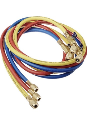 #ad #ad YELLOW JACKET Plus II Charging Hose Set Brass 3 Hoses Red Yellow Blue 4000 psi $62.00