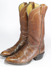 Tony Lama Cowboy Western Boots Men's Sz 7.5 EE Brown Leather Soles Style 5084