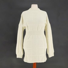 NWT LULUS Patchwork It Cream Cable Knit Cutout Sweater Dress Size L