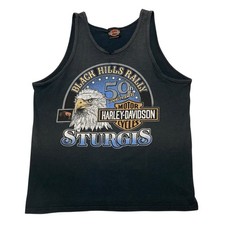 VTG 1999 Harley Davidson Sturgis 50th Anny Thrashed Tank Top Shirt L USA Made