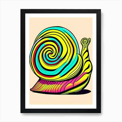 Full Body Snail Line Drawing Pop Ar Framed Wall Art Poster Canvas Print Picture