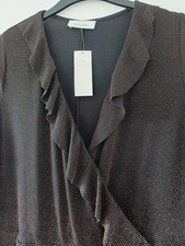 BNWT SZ 18 20 YOURS SPARKLY WRAP STYLE RUFFLE  EVENING DRESS GOLD BLACK NEW