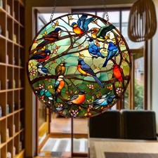 Sonnenfänger Kolibri mit Blume Buntglas Lichtfänger Fensterbild Glücksbringer