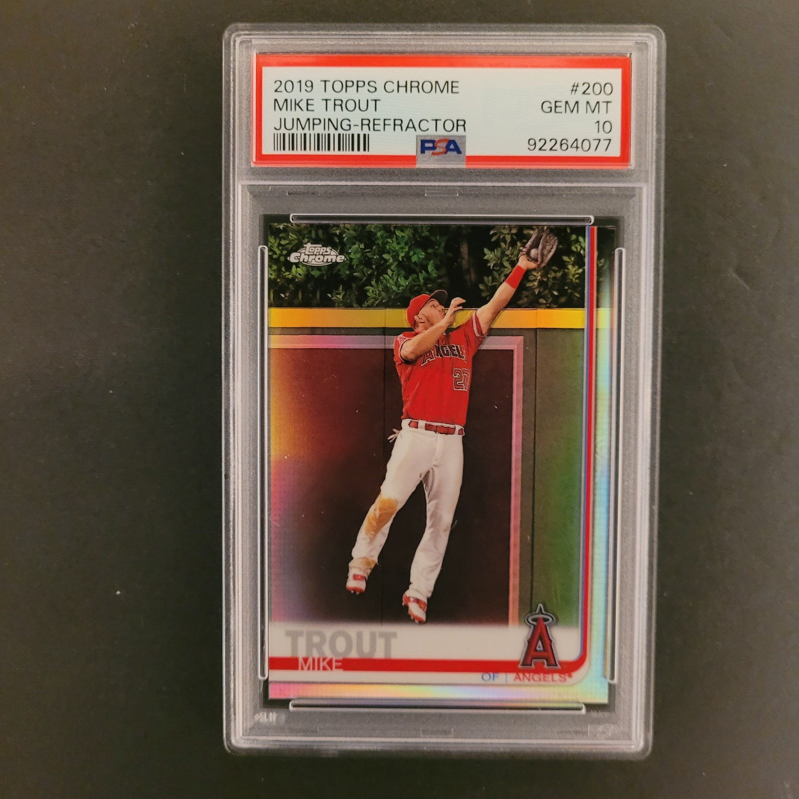 2019 Topps Chrome #200 Mike Trout Jumping - Refractor PSA 10 GEM-MT LA Angels