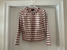 Talbots Pink and Black Striped Tweed Jacket - Size 10 - NWT