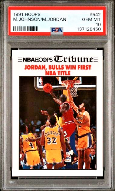 PSA 10 Michael Jordan 1991 Hoops #542 Jordan/Bulls Win 1st NBA Title