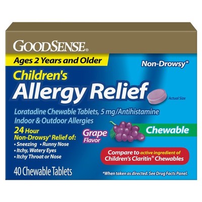 GoodSense Children's Loratadine Chewables 5 Mg, Grape Flavor, 40 Tablets
