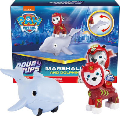  Aqua Pups Marshall and Dolphin Action Figures Set, Kids Toys for Ages 3 and Up
