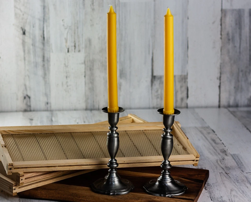 Par de velas cónicas coloniales 100 % pura de cera de abejas de 10", aroma natural a miel  Foto 4 de 4