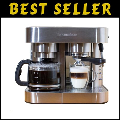 Swiss-Designed Stainless Steel Coffee Maker with Milk Frother 10 Cups  Capacity