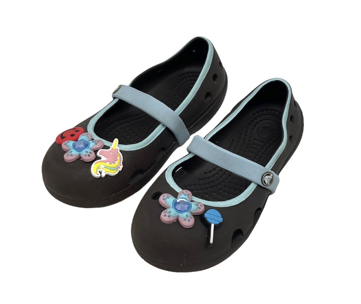 Crocs Girls Mary Jane Style Strap Flats Brown Blue Size C 12  display picture 2