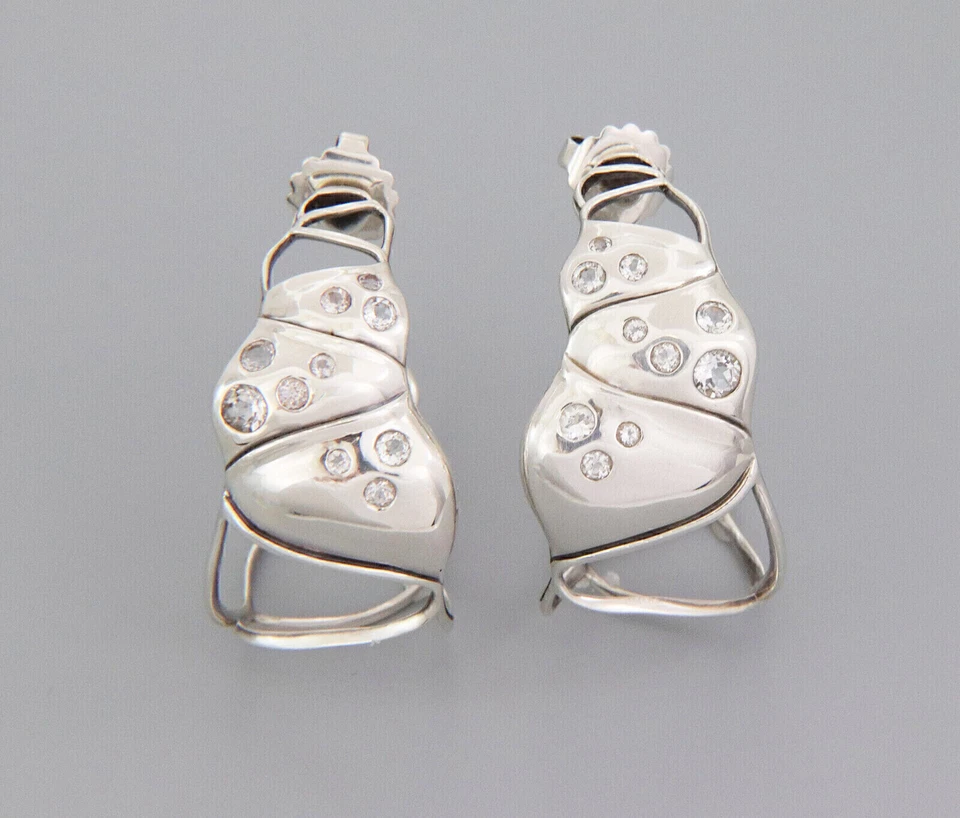 Brincos John HARDY bambu topázio branco grande argola lava prata 925 poste ret $1295 - Imagem 3 de 4