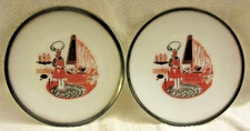 Vintage Federal Glass Milk Glass Chef Barbecue BBQ Theme Dinner Plate lot of 2