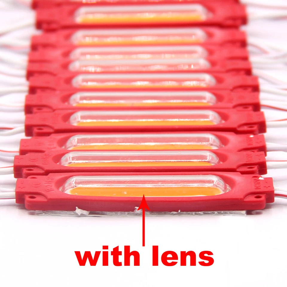 20pcs COB LED Module Light Red Strip Lights ABS With Lens ip65 Waterproof DC12V - Image 2 of 4