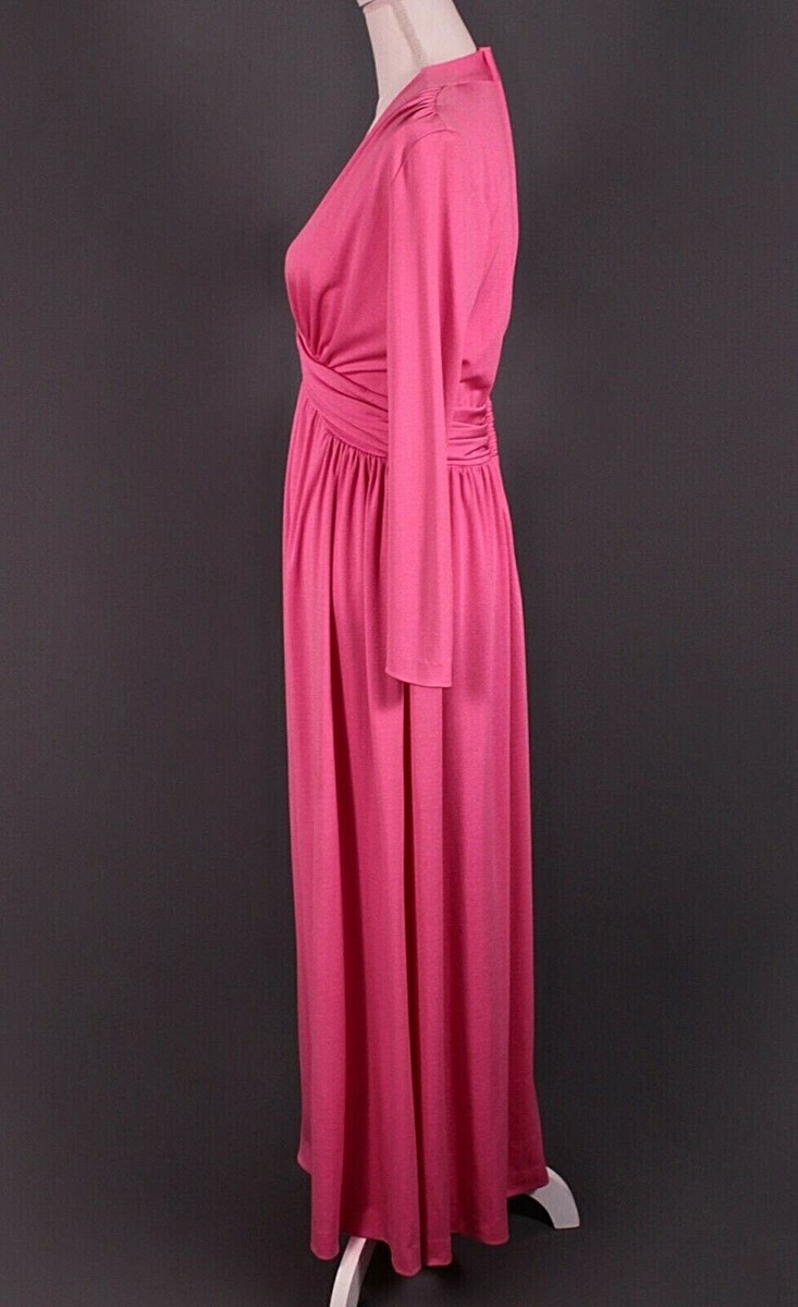 1970's ladies dresses VTG Women's 70s Bright Pink Polyester Maxi Dress Sz S 1970s Disco Miss Elliette 70s fashion dresses