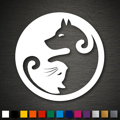 14356 Katze Hund Yin Yang Aufkleber 90x90mm Cat Dog  Yinyang Sticker Decal