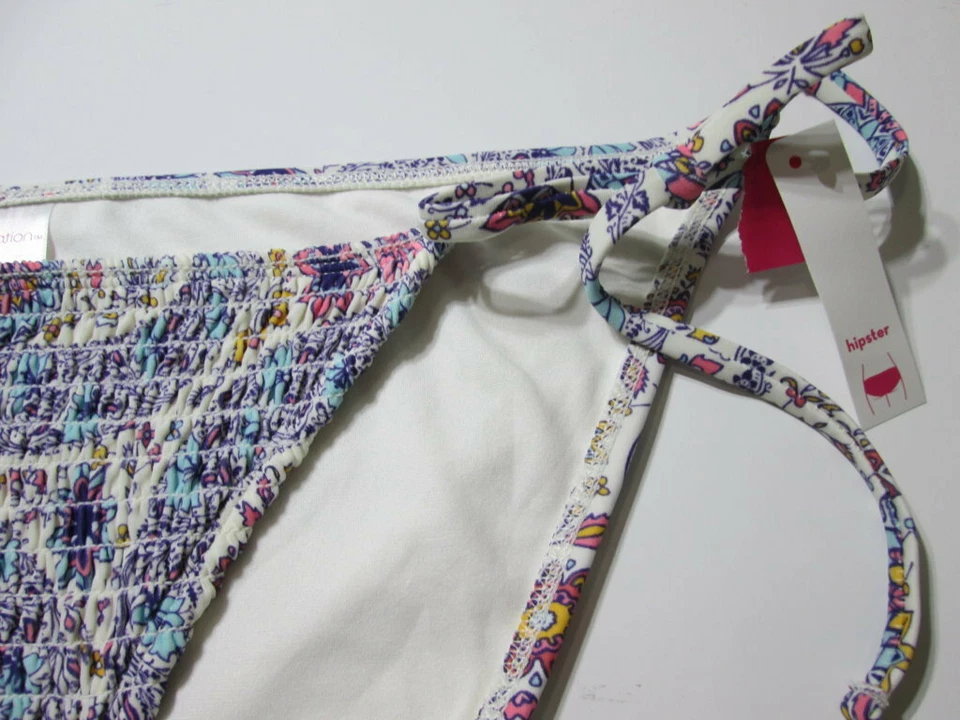 Xhilaration Mujeres Talla XL Parte Inferior de Bikini Blanco Multi Hipster Paisley Corbata Traje de Baño Foto 3 de 4