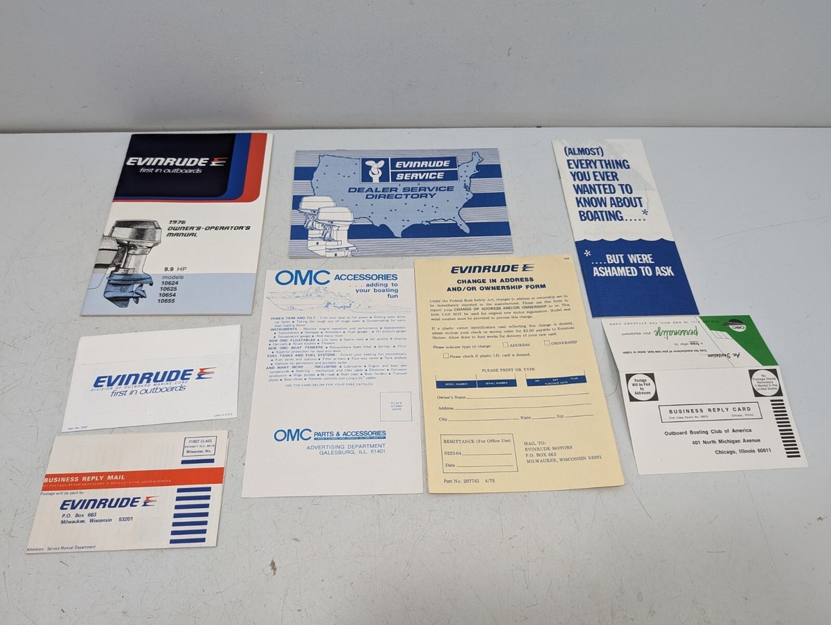 ポスター 1976 EVINRUDE OWNER'S MANUAL OUTBOARD MOTOR 9.9HP 10624 10625