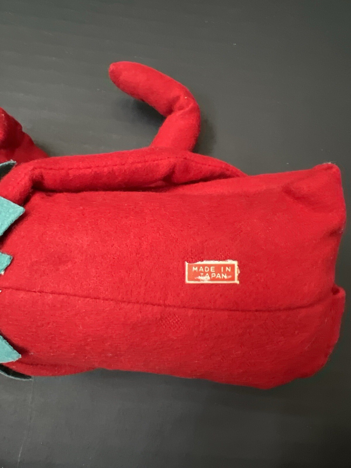 Rare 1950s-60s Vintage Japan Pixie Elf Knee Hugger Red Felt With White Gloves