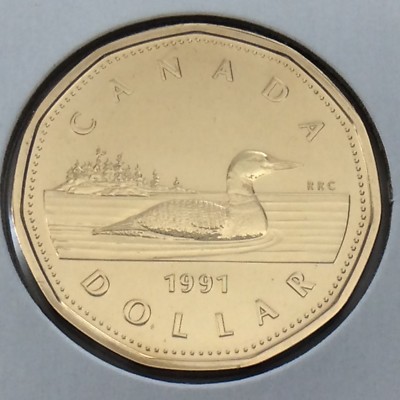 1991 Canada 1 One Dollar Loonie Canadian Brilliant Uncirculated