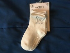 2 Pairs Carter's Neutral Baby Bunny Socks 12-24 Months NEW n1