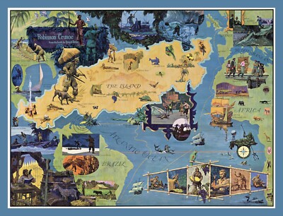 11882.Decor Poster.Room wall.Home vintage design.Robinson Crusoe island map art