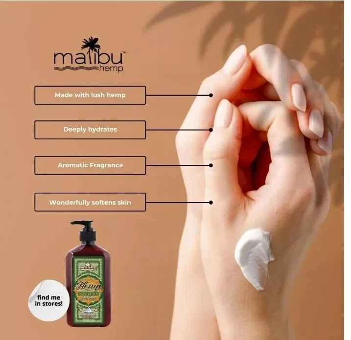 Malibu Tan HEMP BODY LOTION for Dry Skin Hemp Moisturizer, 2-Pack 18 fl oz each - Image 4 of 4