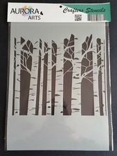 Stencil by Aurora Arts A4 Forest Silhouette 190mic Mylar craft stencil 074