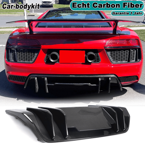 Echt Carbon Diffusor Heckdiffusor Heckansatz Spoiler Passt für Audi R8 V10 16-19 - Picture 2 of 15