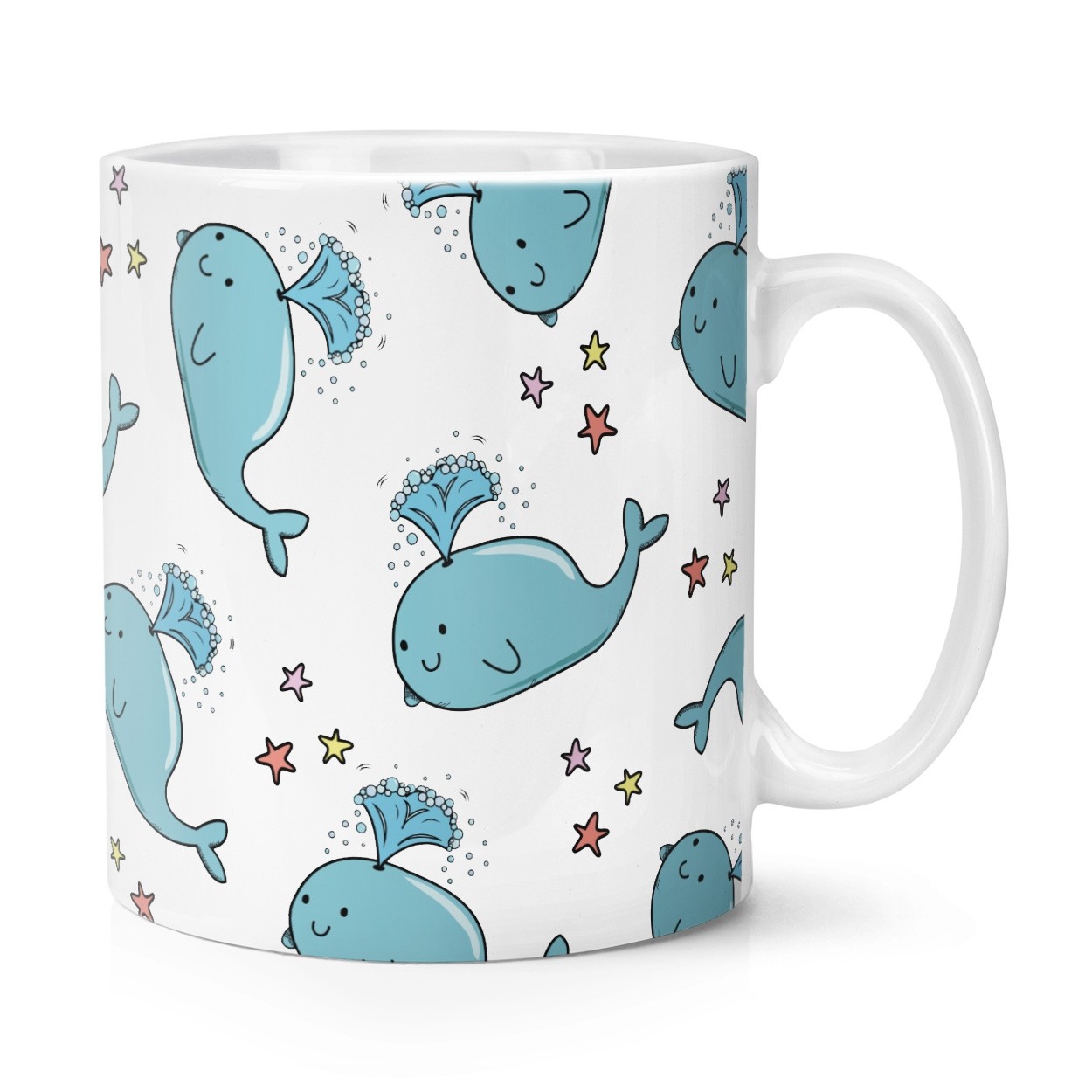 Whale Stars Pattern 10oz Mug Cup - Funny Animal Crazy Whale Lady Man