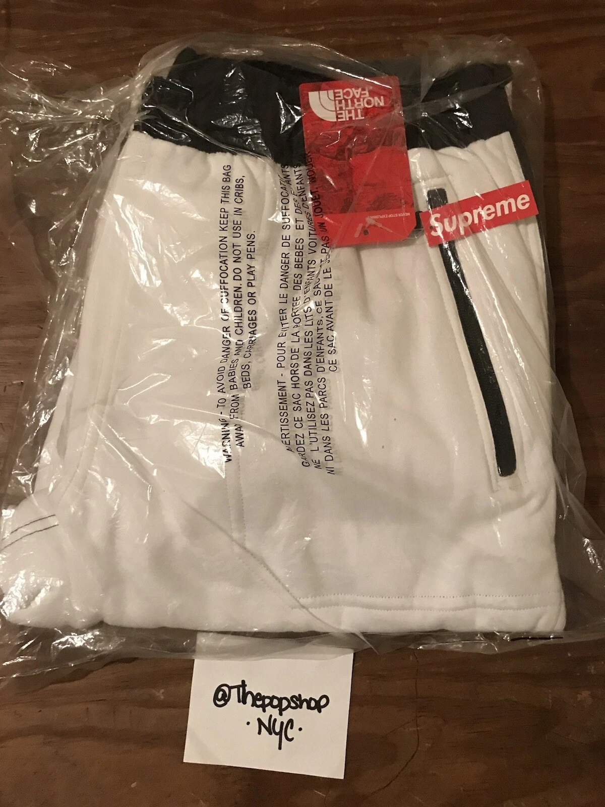 PANTALON DE SURVÊTEMENT DS RARE SS16 SUPREME x THE NORTH FACE STEEP TECH TNF BLANC TAILLE LARGE