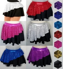 Varsity CIRCLE SKIRT Dance Costume Black w/ Color & Sz Choice Child & Adult New