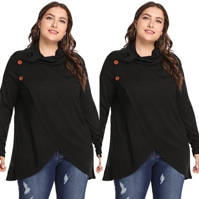 Download Womens Mock Neck Irregular T Shirt Casual Pullover Jumper ...