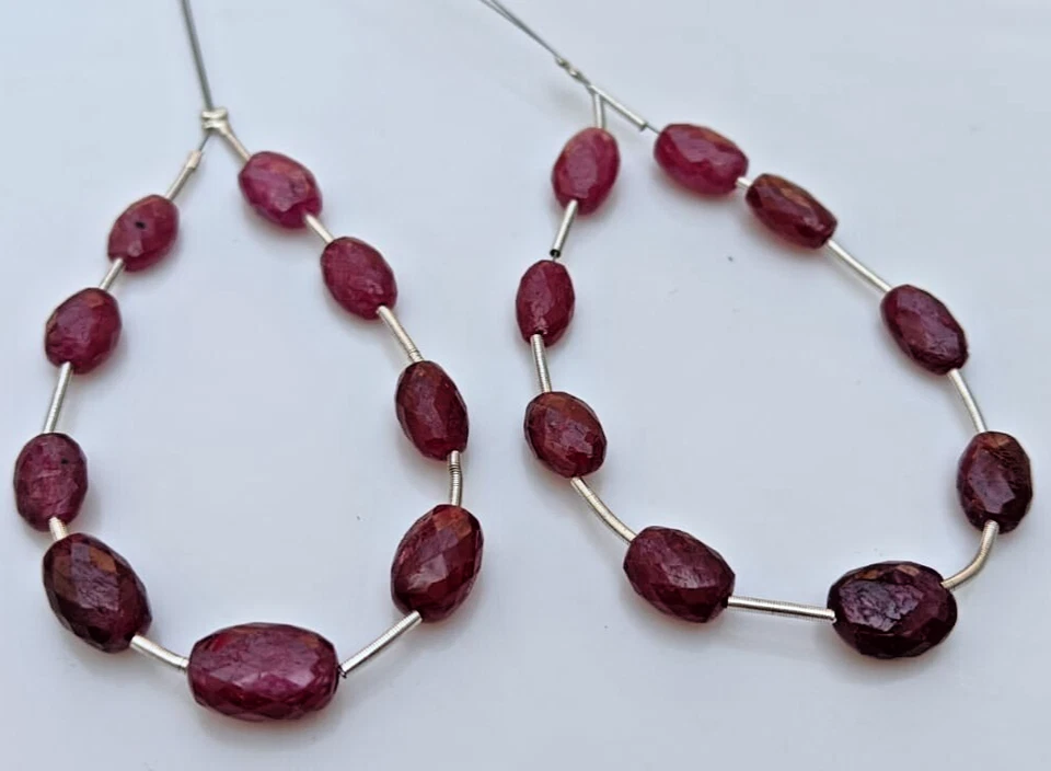 40Cts Natural African Ruby Fine Cut Oval Loose Beads For Jewelry 5x7 - 7x9 MM-4" - Image 2 of 4