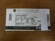 10/12/2016 Ticket: Notts County v Wycombe Wanderers  . For UK orders shipping is