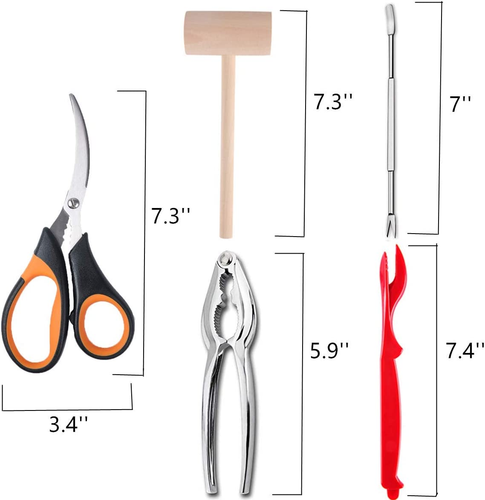 21 Pcs Seafood Tools Set Nut Cracker Set Includes 6 Crab Crackers, 6 Forks, 6 Lo - Picture 7 of 9