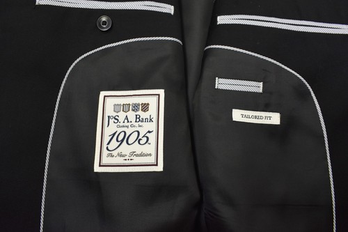 JOS A BANK 1905 Black Textured TAILORED FIT Stretch Wool Dual-Vent Blazer 58R - Picture 5 of 5