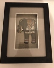 Bellissimo e Raro Porta Oggetti Russo In Legno Massiccio, con Elefante Su Tela